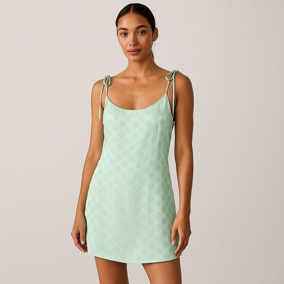 Nasty Gal Dresses & Skirts - Nasty Gal Jacquard Polka Dot Mini Satin Slip Dress
